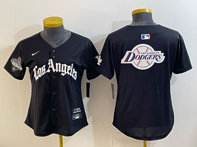 Women 2026 Los Angeles Dodgers Blank Black Game Nike MLB Jersey style 0031->women mlb jersey->Women Jersey